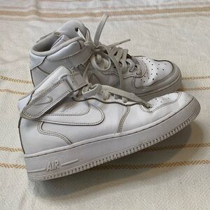 Nike Air Force 1 Mid Triple White Sneakers Size 6Y